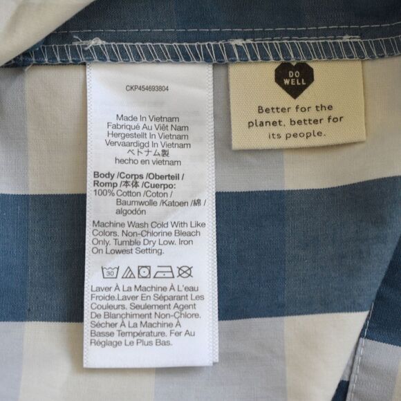 MADEWELL Women's Rickrack Cattail Tiered Dress in Gingham Check Blue Size S - Picture 7 of 11